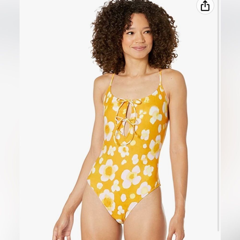 Madewell Second Wave Tie-Front One-Piece Swimsuit in Watercolor Floral - Picture 6 of 6